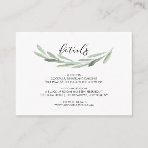 Grüner Olive Branch Wreath Rustic Wedding Details Begleitkarte