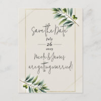 Grüner Olive Leaf Knochen Weiß und Gold Save the D