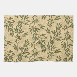 Grüner Olivenbaum Zweig Mittelmeer Muster Geschirrtuch