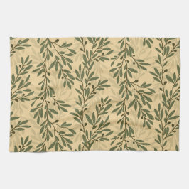 Grüner Olivenbaum Zweig Mittelmeer Muster Geschirrtuch