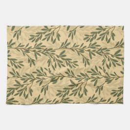 Grüner Olivenbaum Zweig Mittelmeer Muster Geschirrtuch