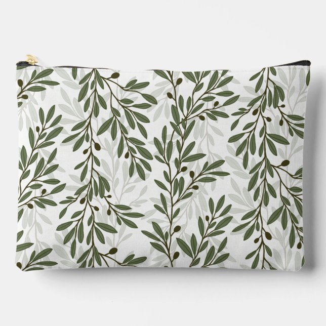 Grüner Olivenbaum Zweig Mittelmeer Muster Zubehörtasche (Vorderseite)