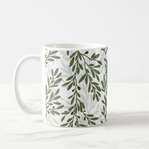 Grüner Olivenbaumzweig Mittelmeer-Muster Kaffeetasse