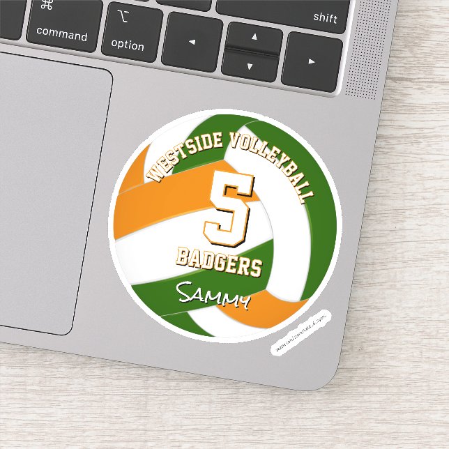 Grüner Orange-Mannschaftsfarben - Volleyballspiele Aufkleber (Detail)