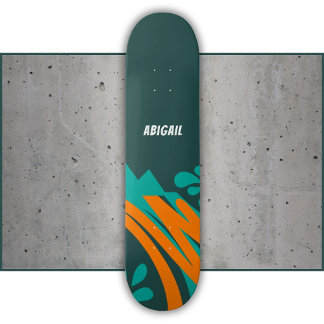 Grüner Orange Name Halb Wild Abstrakt Skateboard