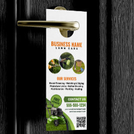 Grüner, orangefarbener Rasenmäher Türanhänger