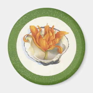 GRÜNER OZEAN-ASCHENBECHER MIT ORANGE AKZENT MAGNET