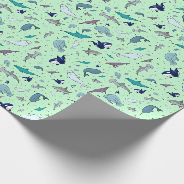 Grüner Ozean Geschenkpapier (Ecke)