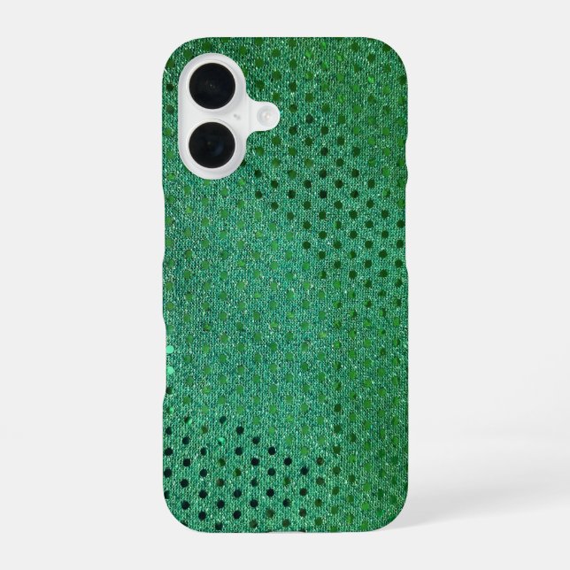 Grüner Paillettenglanz iPhone 16 Hülle (Rückseite)