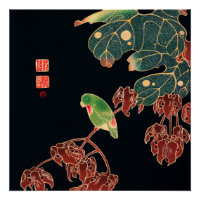 Grüner Papagei am Zweig