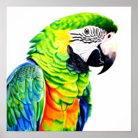 Grüner Papagei mit niedlicher KI