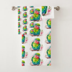 Grüner Papagei - Niedlicher Baby Bird Badhandtuch Set