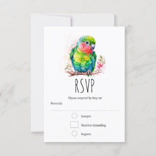 Grüner Papagei - Niedlicher Baby Bird RSVP Karte
