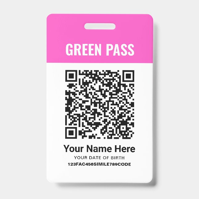 Grüner Pass - Impfzertifikat PVC Rosa Ausweis (Vorderseite)