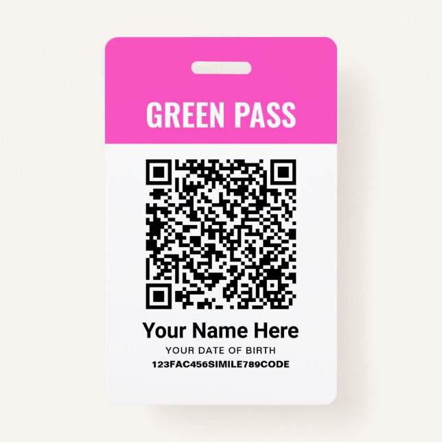 Grüner Pass - Impfzertifikat PVC Rosa Ausweis (Vorderseite)