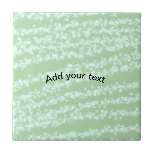 Grüner Pastell-Glitter-Sparkling-Name-Text Boho Re Fliese (Vorderseite)