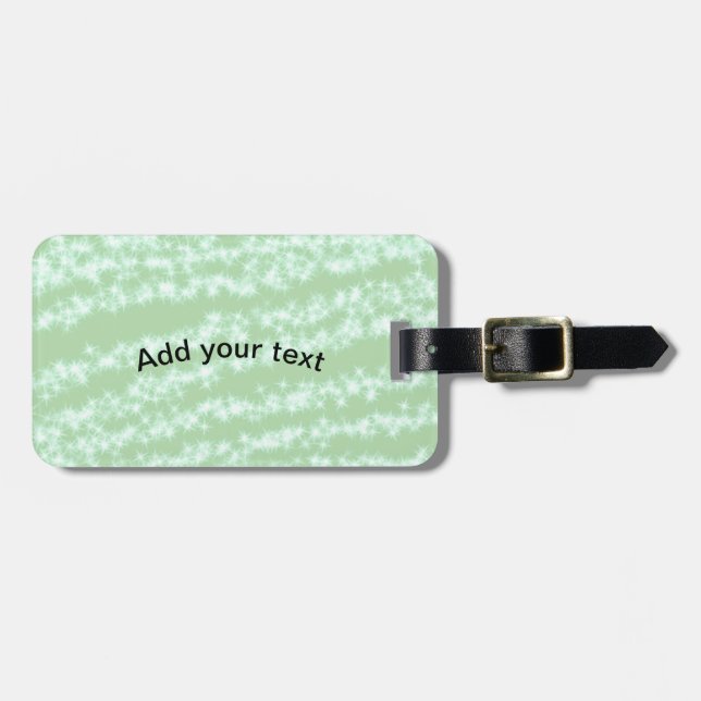 Grüner Pastell-Glitter-Sparkling-Name-Text Boho Re Gepäckanhänger (Vorderseite horizontal)