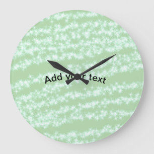 Grüner Pastell-Glitter-Sparkling-Name-Text Boho Re Große Wanduhr