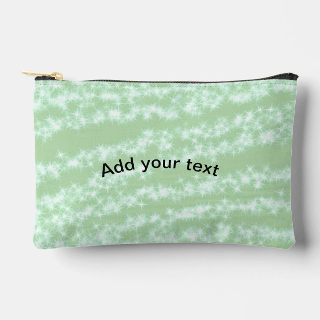 Grüner Pastell-Glitter-Sparkling-Name-Text Boho Re Zubehörtasche (Vorderseite)