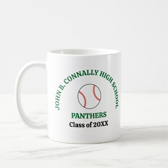Grüner personalisierter Baseballspieler der High S Kaffeetasse (Links)
