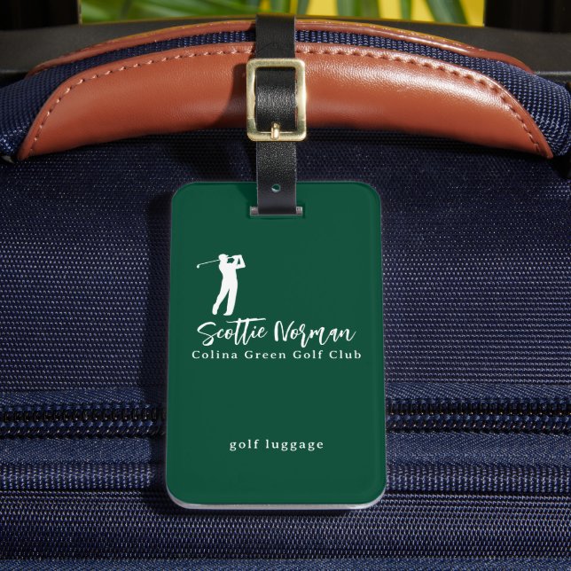 Grüner personalisierter Name des Golfers  Gepäckanhänger (Vorderseite Insitu 2)
