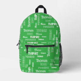 Grüner personalisierter Name Zurück zur Schule Kin Bedruckter Rucksack