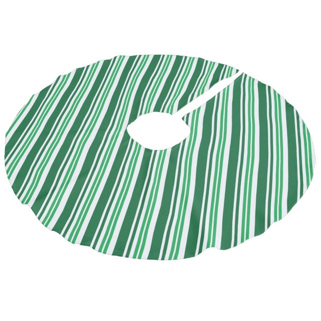 Grüner Pfefferminzstreifen Leinenimitat Weihnachtsbaumdecke (Schrägansicht)