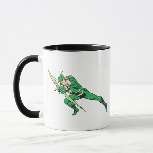 Grüner Pfeil kauert Tasse (Links)