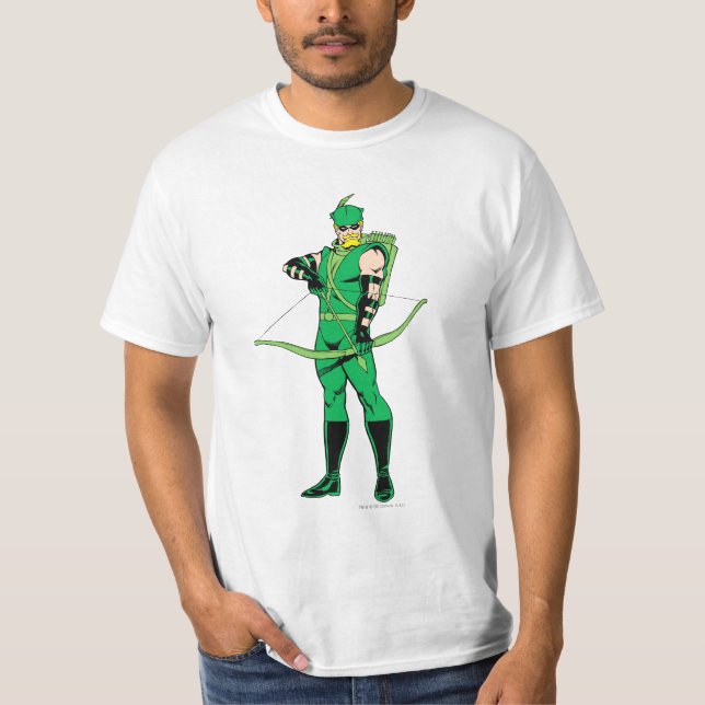 Grüner Pfeil Stehend mit Bow T-Shirt (Vorderseite)