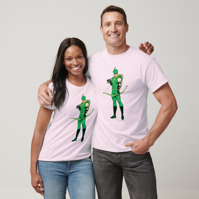 Grüner Pfeil Stehend mit Bow T-Shirt (Unisex)