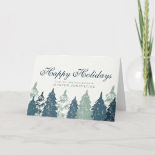Grüner Pinienwald Holiday Greetings Feiertagskarte