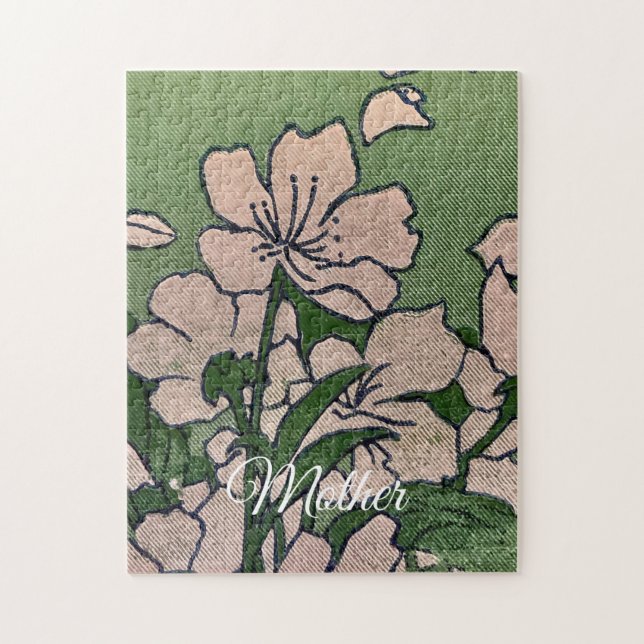 Grüner Pink Blossom Puzzle (Vertikal)