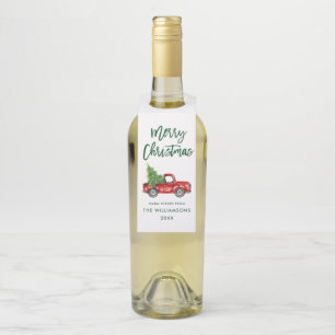 Grüner Pinsel Schrift Weihnachten Vintage LKW Flaschenanhänger