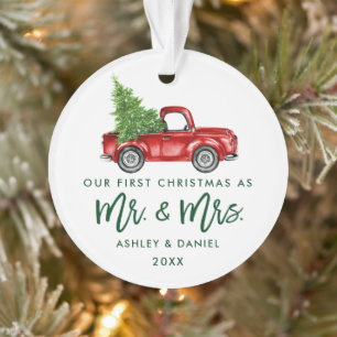Grüner Pinsel Schriftzug Erstes Weihnachten Vintag Ornament