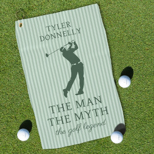 Grüner Pinstripe Lustiger Mann Mythos Golf Legende Golfhandtuch