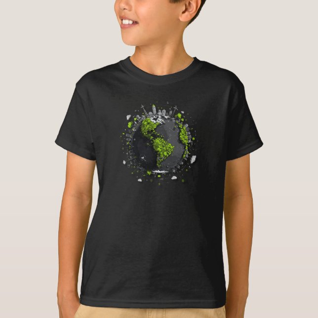 Grüner Planet Erde  T-Shirt (Vorderseite)