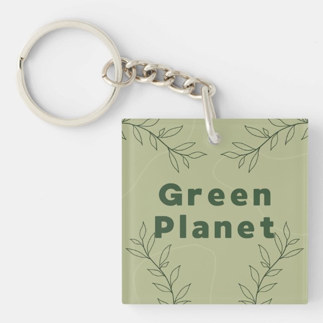 Grüner Planet Schlüsselanhänger (Vorderseite)