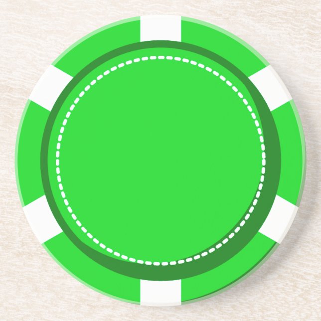 Grüner Poker-Chip-Sandstein-Untersetzer Getränkeuntersetzer (Vorne)