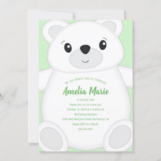 Grüner Polar Bär Geburtstagspartei Einladung