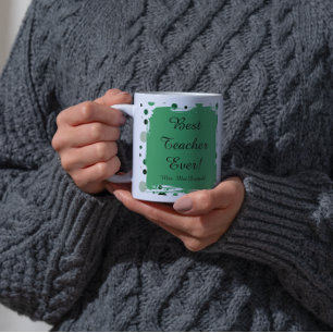 Grüner Polka-Punkt-Geschenk für den besten Lehrer Kaffeetasse