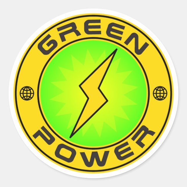 Grüner Power III Runder Aufkleber (Vorderseite)