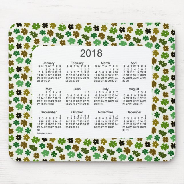 Grüner Power-Kalender der Blumen-2018 durch Janz Mousepad (Vorne)