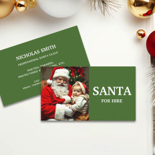 Grüner professioneller Weihnachtsmann zur Miete Fo Visitenkarte