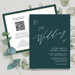Grüner QR-Code in einer modernen Skripthochzeit Einladungspostkarte<br><div class="desc">Grüner, moderner Script QR Code in einer Minimalistischen Einladungskarte für Hochzeiten. Feiern Sie Ihren besonderen Tag mit dieser eleganten und wunderschönen Einladungskarte für Ihre Hochzeit, um Ihren besondere Anlass zu verschönern. Alle Texte sind so vorbereitet, dass Sie sie einfach und schnell mit Ihren eigenen Details personalisieren können. Wenn Sie weitere...</div>