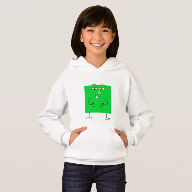 Grüner Quadrat-Typ Hoodie (Vorne ganz)