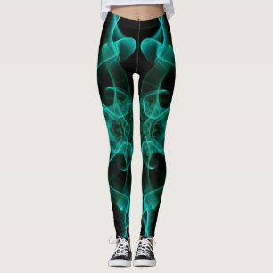 Grüner Rauch Symmetrischer Minimalistischer Schwar Leggings