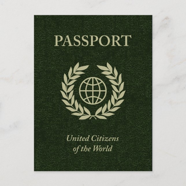 grüner Reisepass Postkarte (Vorderseite)