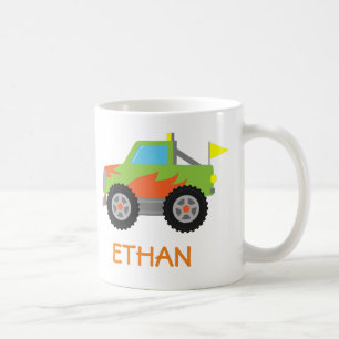 Grüner Rennmonster-Truck Jungen Personalisiert Tasse