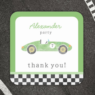 Grüner Rennwagen-Geburtstag Quadratischer Aufkleber