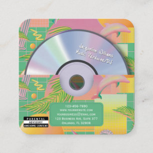 Grüner Retro-Vaporwave-Musikproduzent CD DJ  Quadratische Visitenkarte